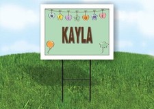 KAYLA WELCOME BABY GREEN 18 in x 24 in Yard Sign Road Sign with Stand