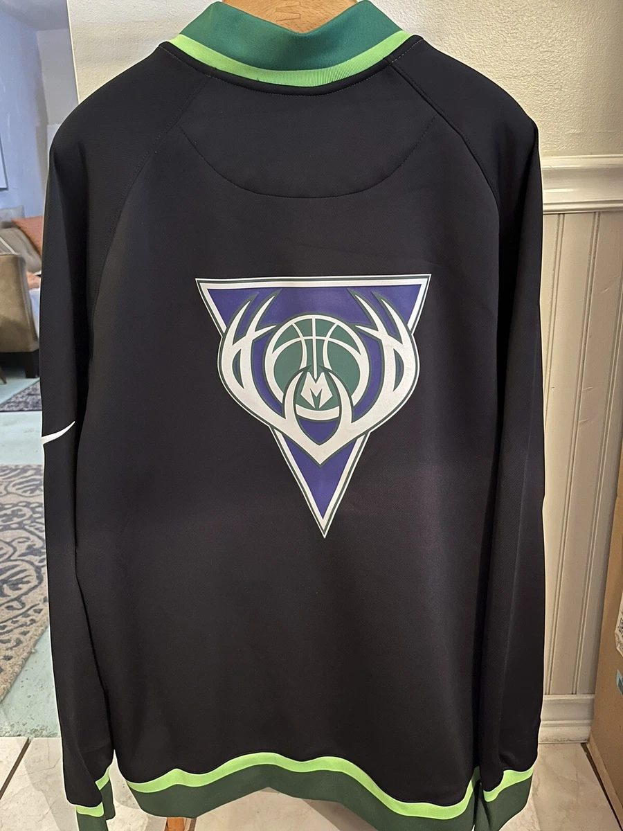 Men's Nike Royal/Kelly Green Milwaukee Bucks 2022/23 City Edition Courtside Bomber Full-Zip Hoodie Jacket Size: Large