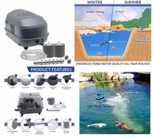 NEW 35 Watt Fish Pond Aeration KIT for 5,000+ Gallon Ponds Winter & Summer Use!