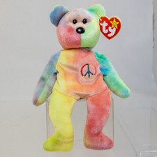TY Beanie Baby - PEACE the Ty-Dyed Bear (Yellow/Pink) (8.5 inch) *MWMT*