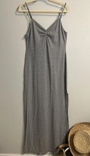 Victorias Secret Maxi Nightgown Ribbed Heather Gray Side Slit Spaghetti Tank M