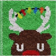 Colorful Deer Latch Hook Kit: DIY Embroidery Rug for Kids  Adults - 30x30cm/12X