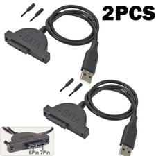 2PCS USB 2.0 to Mini SATA 7 6 13Pin Adapter Cable for Laptop CD/DVD ROM Drive