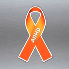 ADHD orange ribbon vinyl stickers symbol for adhd awareness 100 x 63 mm 4 inches