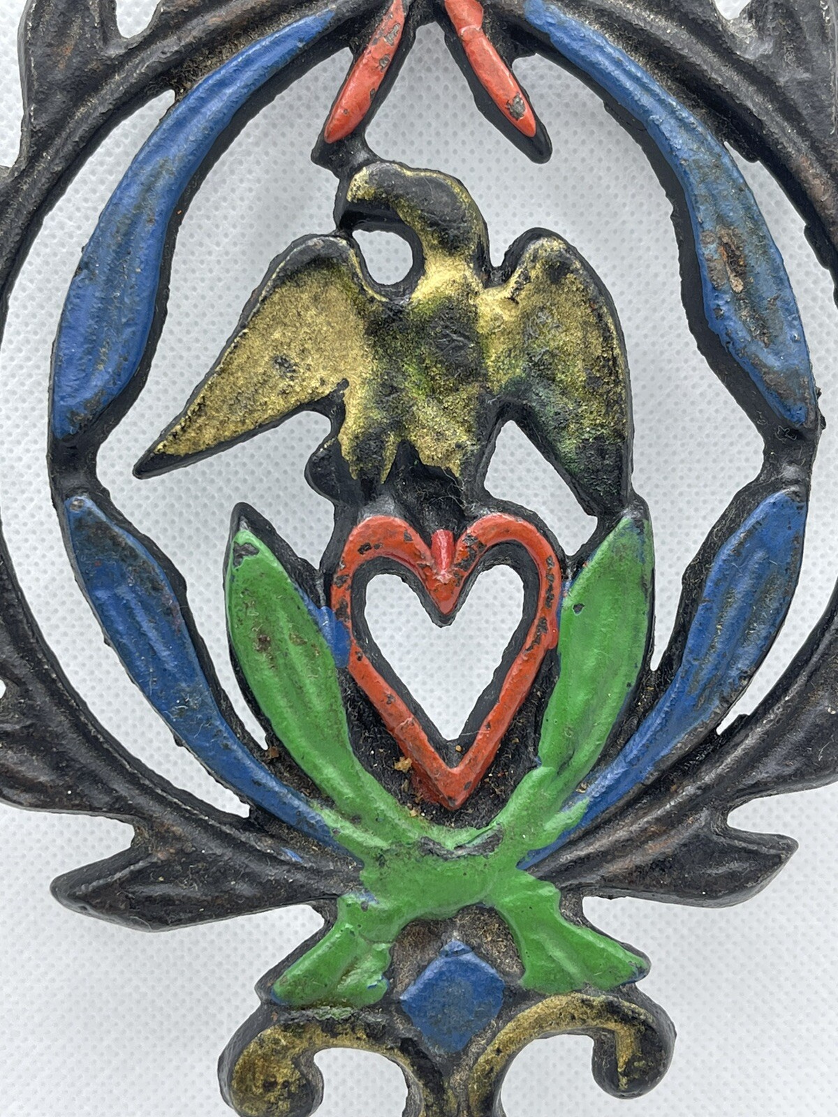 Cast Iron Eagle Trivet Wheat Circle Vintage Folk Art Kitchen eBay