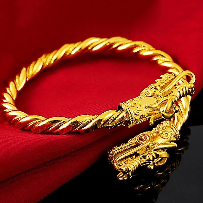 Brazalete de dragón ajustable para mujer relleno de oro de 18k de 6" a 9" pulgadas D796 Foto 2 de 4