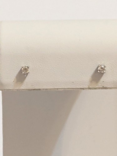 Sterling Silver 925 Glass Prong Set Stud Earrings. Classic. 1/8". Small - Picture 2 of 12