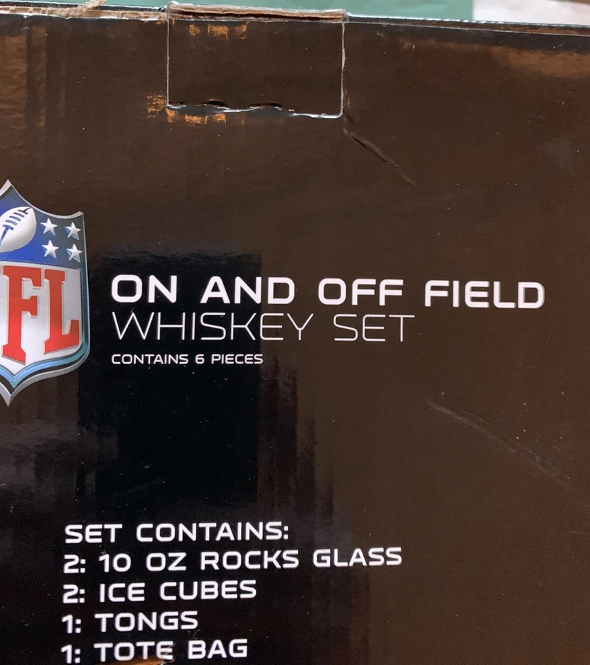Philadelphia Eagles pacote com 6 10 oz conjunto de vidro Whiskey Rocks com pinças de cubos de gelo - Imagem 4 de 4