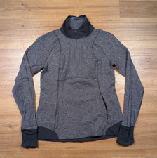 Lululemon Runderful 1/2 Zip Pullover Sz 8 Mini Check Pique Black Gray Heathered