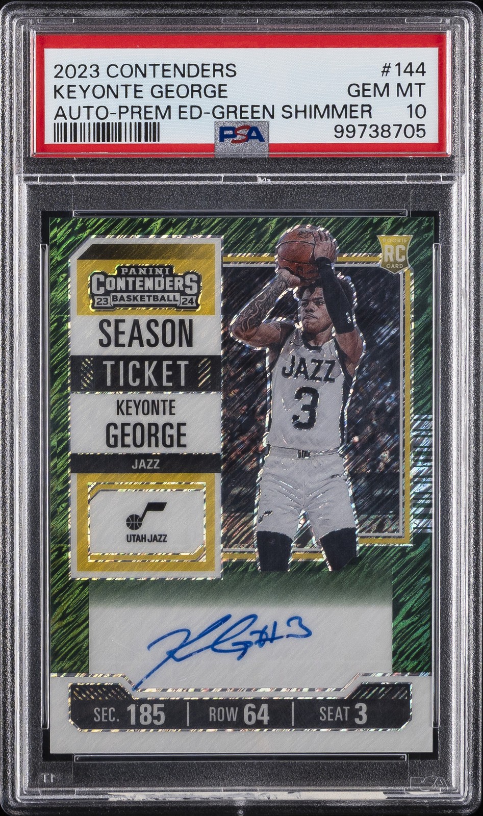 2023 CONTENDERS AUTO-PREM ED-GREEN SHIMMER #144 KEYONTE GEORGE PSA 10