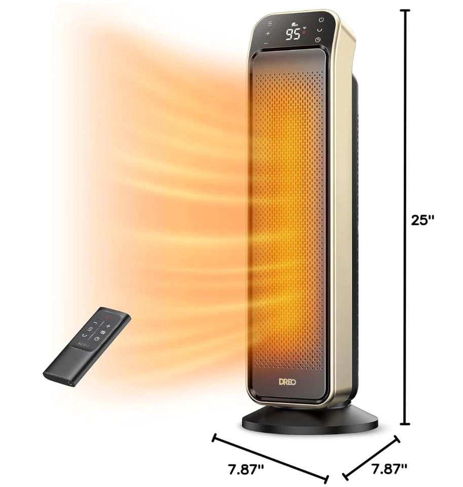 Space Heater Indoor, 25" Portable Room Heater with Remote and Thermostat, 3 Mode - Image 2 of 4