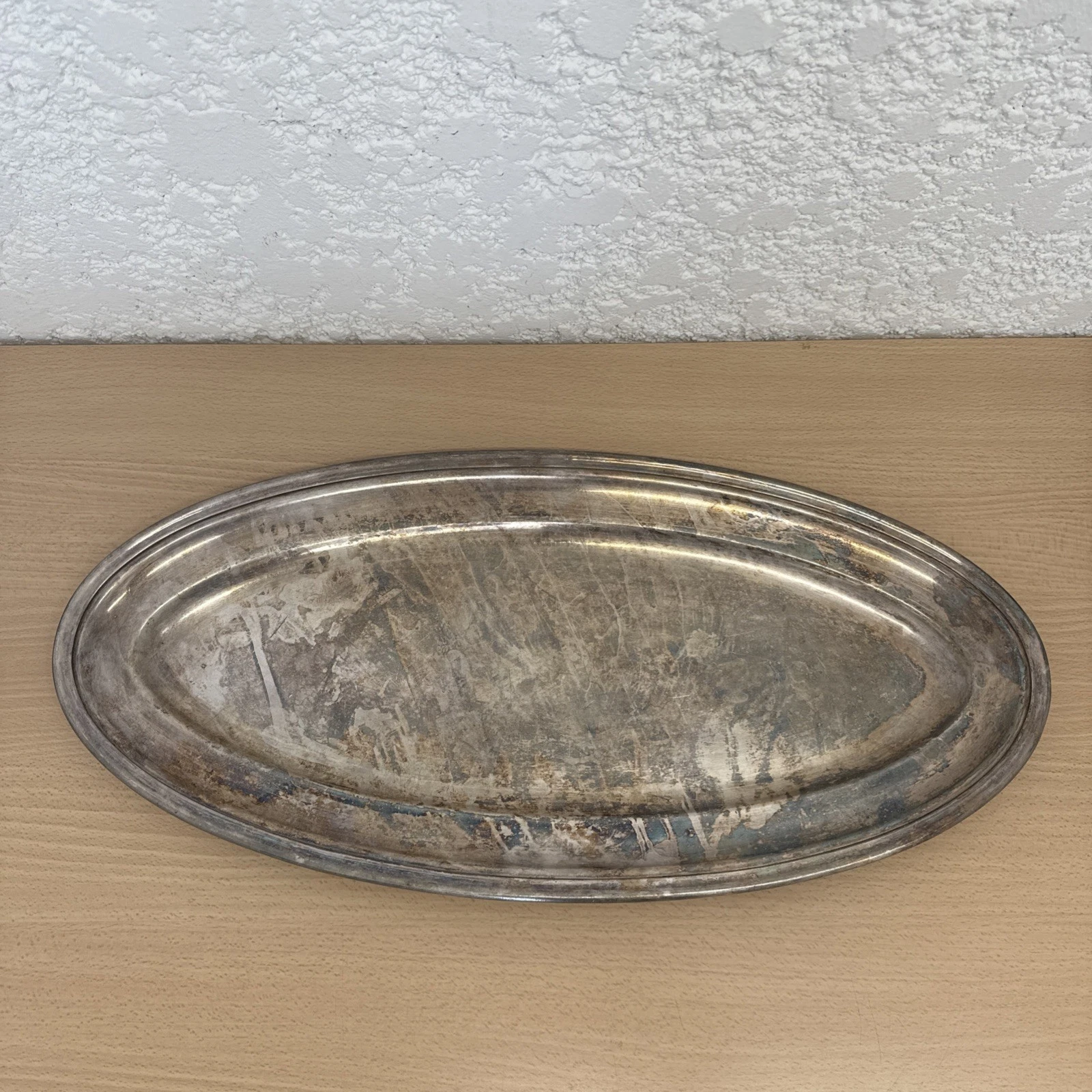 Ancien Plateau Plat Ovale En Métal Argenté Félix Frère