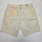 $78 New DUCK HEAD Emroidered Gold School Shorts Men 33 MEDIUM Beige Cotton Blend