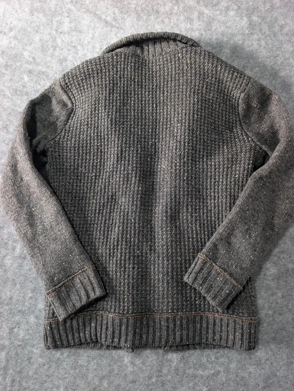 Mantaray Hombres Mezcla de Lana Grueso Tejido Cárdigan Chaqueta Gris Forrado Cremallera Completa Talla M