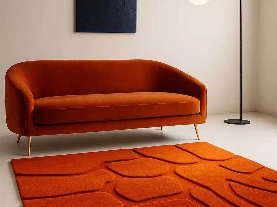 Modern Hand Tufted Wool Rug Textured Custom Area Rur Abstract for living room - Image 2 of 4