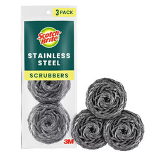 Scotch-Brite Stainless Steel Scrubbers, Scouring Pads for Cleaning ,, 3 Scrub
