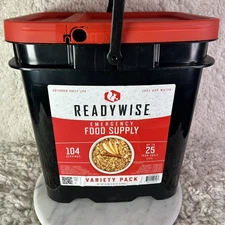READYWISE  Variety Pack Bucket, 104 Servings, Emergency, MRE Meal & Drink Supply