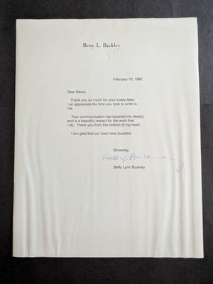 Betty Buckley Signed 1992 Letter - Eight is Enough