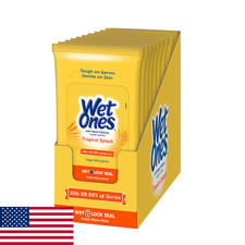 Wet Ones Antibacterial Hand Wipes Tropical Splash Travel Pack 20 Count 10-Pack
