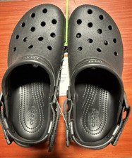 Crocs Classic Clog M US5/WMNS 7 Black Slip-On Rubber Sandals Adjustable Strap