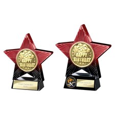 Superstar Happy Birthday Red Trophy Award Engraved Free