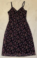California Concepts Womens Little Black Slip Dress W Pink Flowers Size M