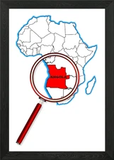 Angola Under Magnify Glass Framed Wall Art Poster Canvas Print Picture