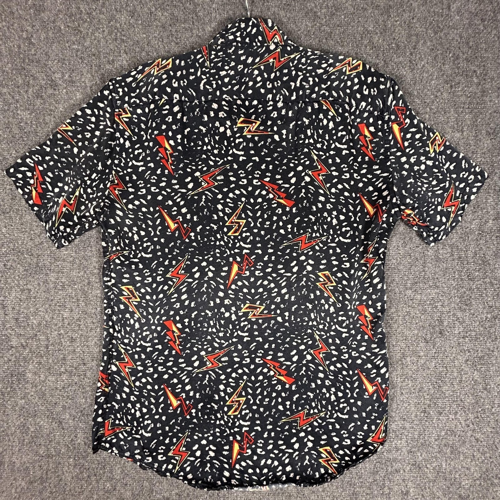 Zara Shirt Mens Small Black Lightning Bolt Print Relaxed Fit Button Up Casual image 4