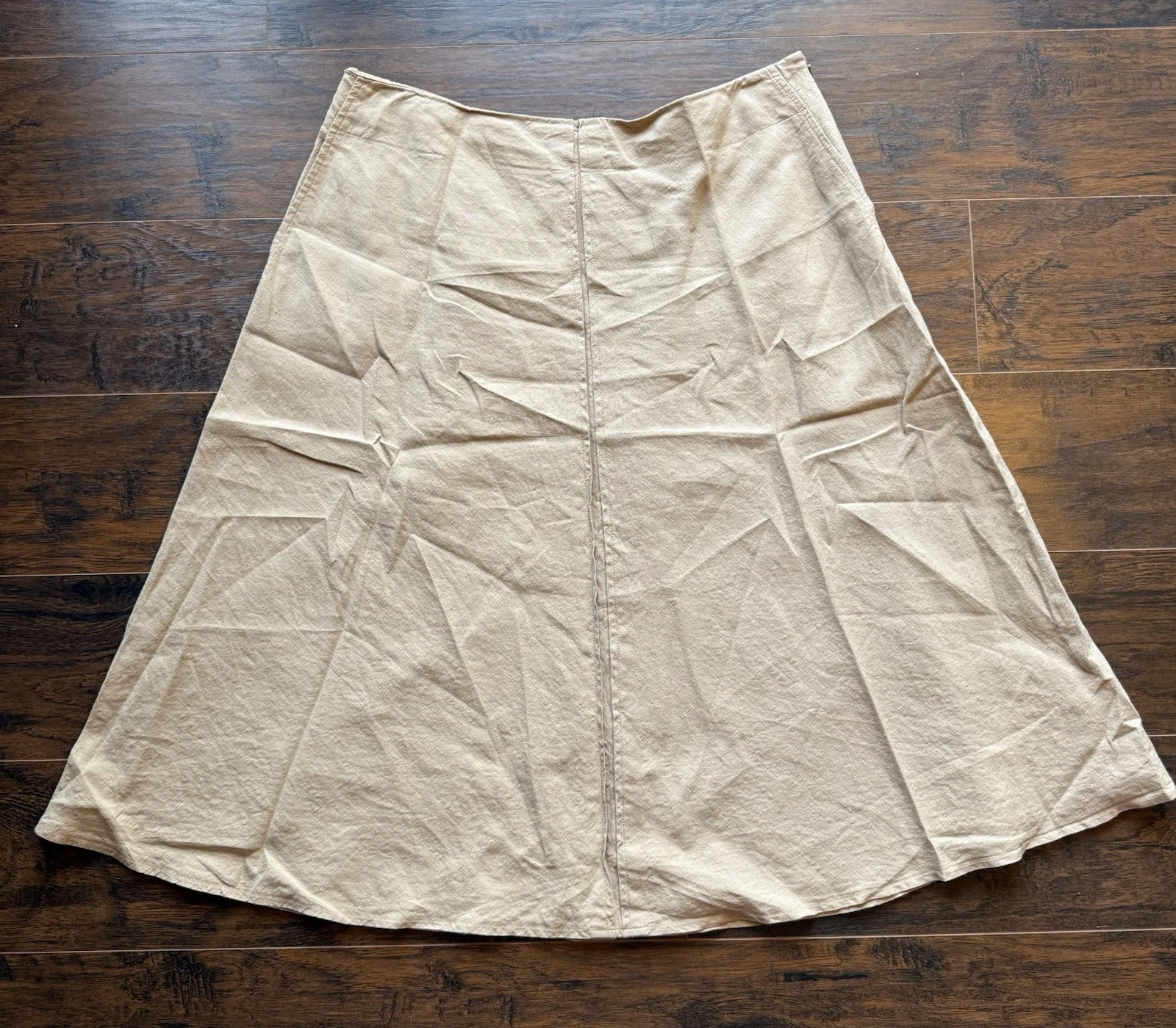 Talbots Linen Blend A Line Midi Skirt Womens 16 Beige Classic Career Casual