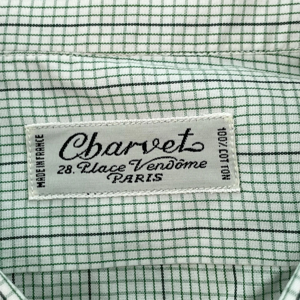 Camisa CHARVET Paris Para Hombre Talla L-XL Diseñador Francia Premium Dinero Antiguo Cuadros Foto 4 de 4