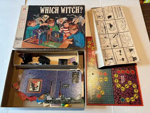 VINTAGE 1970 Milton Bradley WHICH WITCH? Board Game Halloween Creepy Horror