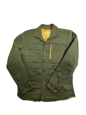 LL Bean Traverse Primaloft Snap Shirt Jacket Men SOlive Green Poly Stretch Hike