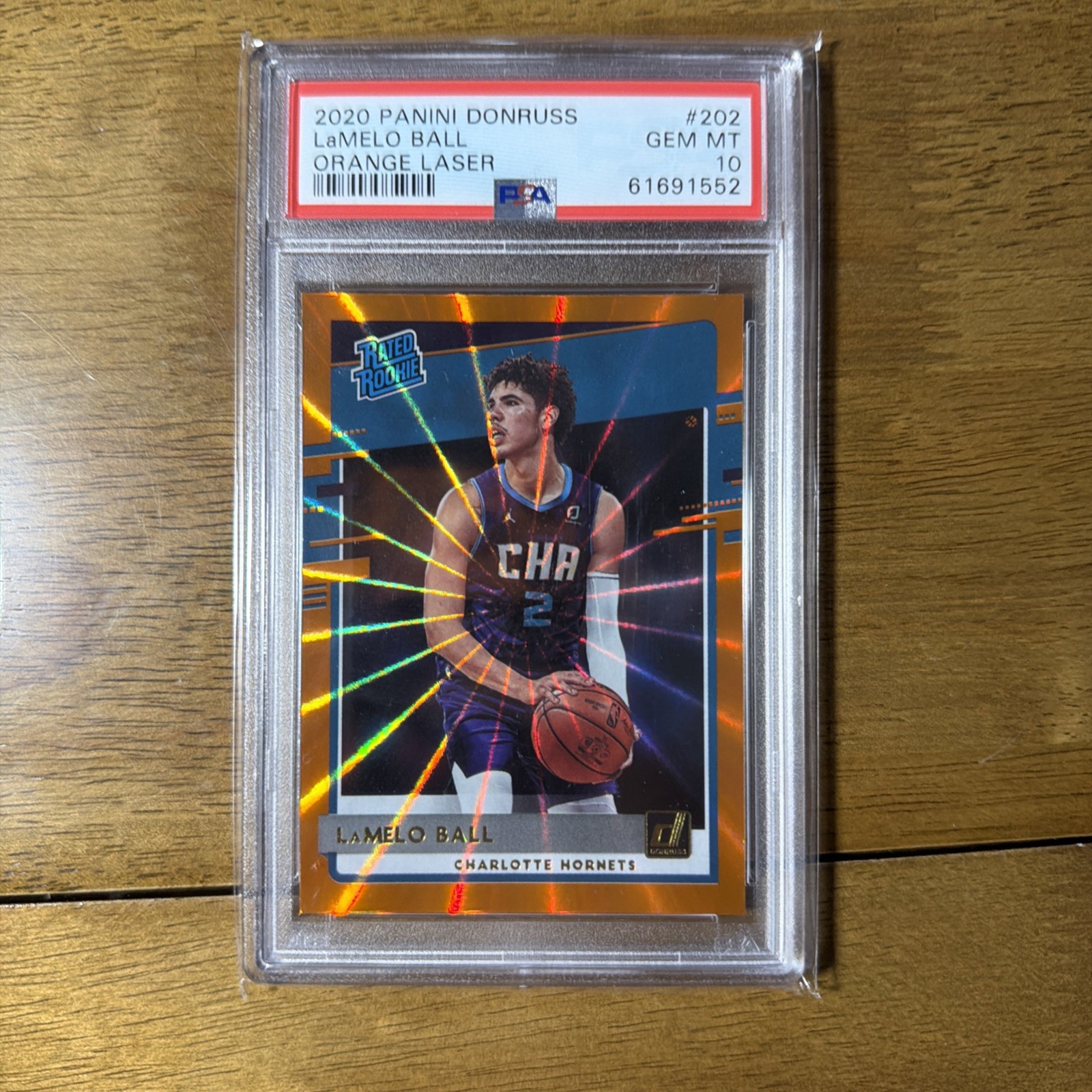 2020 Panini Donruss LAMELO BALL #202 RC Orange Laser Rookie PSA 10 GEM MINT