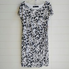 Leslie Fay Faux Wrap Dress Women’s Size 10 Fleurish Print Midi Careerwear