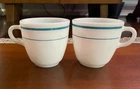 Vintage Anchor Hocking White Milk Glass Coffee Mugs Blue Stripe Band 910 USA