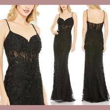 NWT $698 Mac Duggal [ 12 ] 20429 Embellish Sleeveless Illusion Bodice Gown S1258