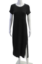 Splendid Womens Short Sleeve Scoop Neck Side Slit Shirt Dress Gray Size XS