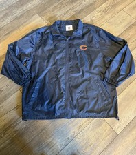 Chicago Bears NFL Windbreaker Jacket Blue Embroidered Logo Mens Size XXL