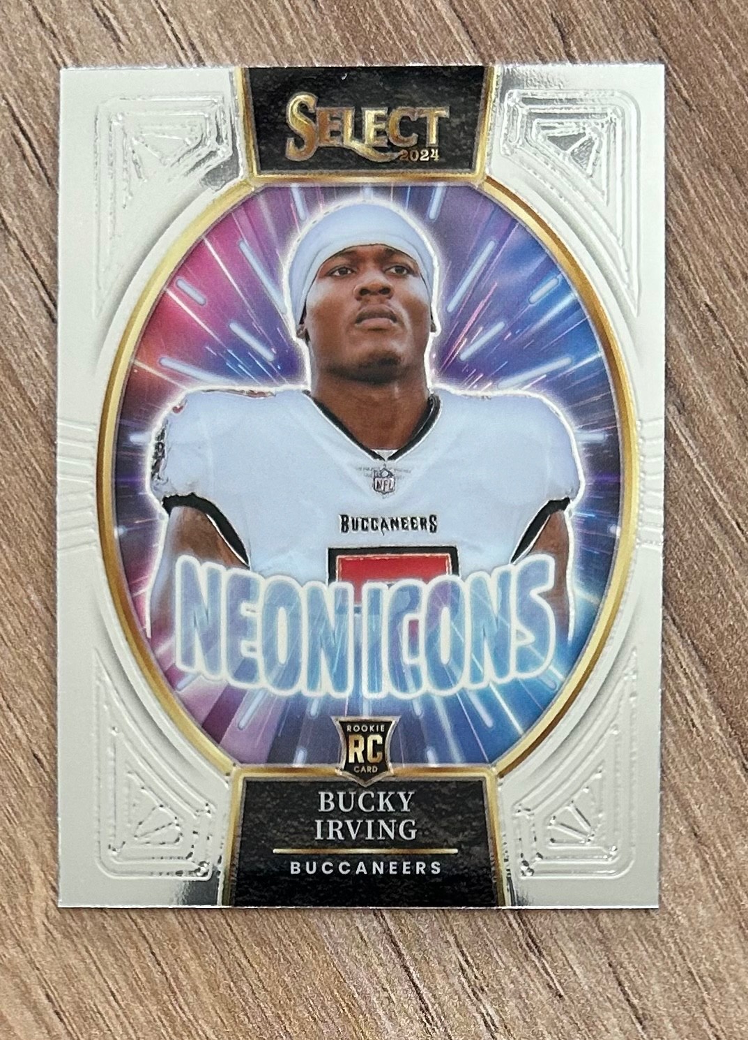2024 Panini Select Neon Icons Bucky Irving #12 Silver Prizm (RC) Tampa Bay Bucs