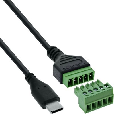 InLine  USB-C  Stecker an Terminalblock, 5-polig, mit Kabel