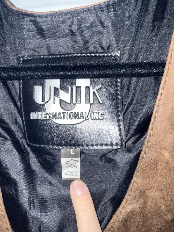 Unit International Vintage Mujer Cuero Flecos Chaleco Motocicleta Foto 3 de 3