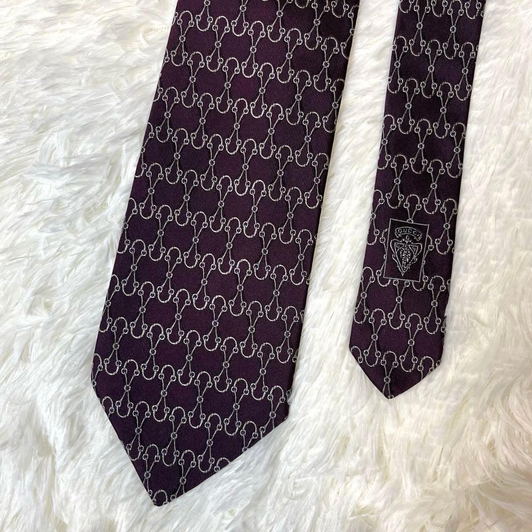 GUCCI Necktie Tie Purple Geometric 100% Silk Used Made in Italy Men's Authentic