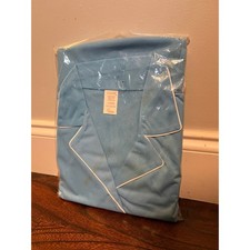 Deadstock 1960s Sears Baby Blue White Silky Nylon Short Sleeve Pajama PJs Set L