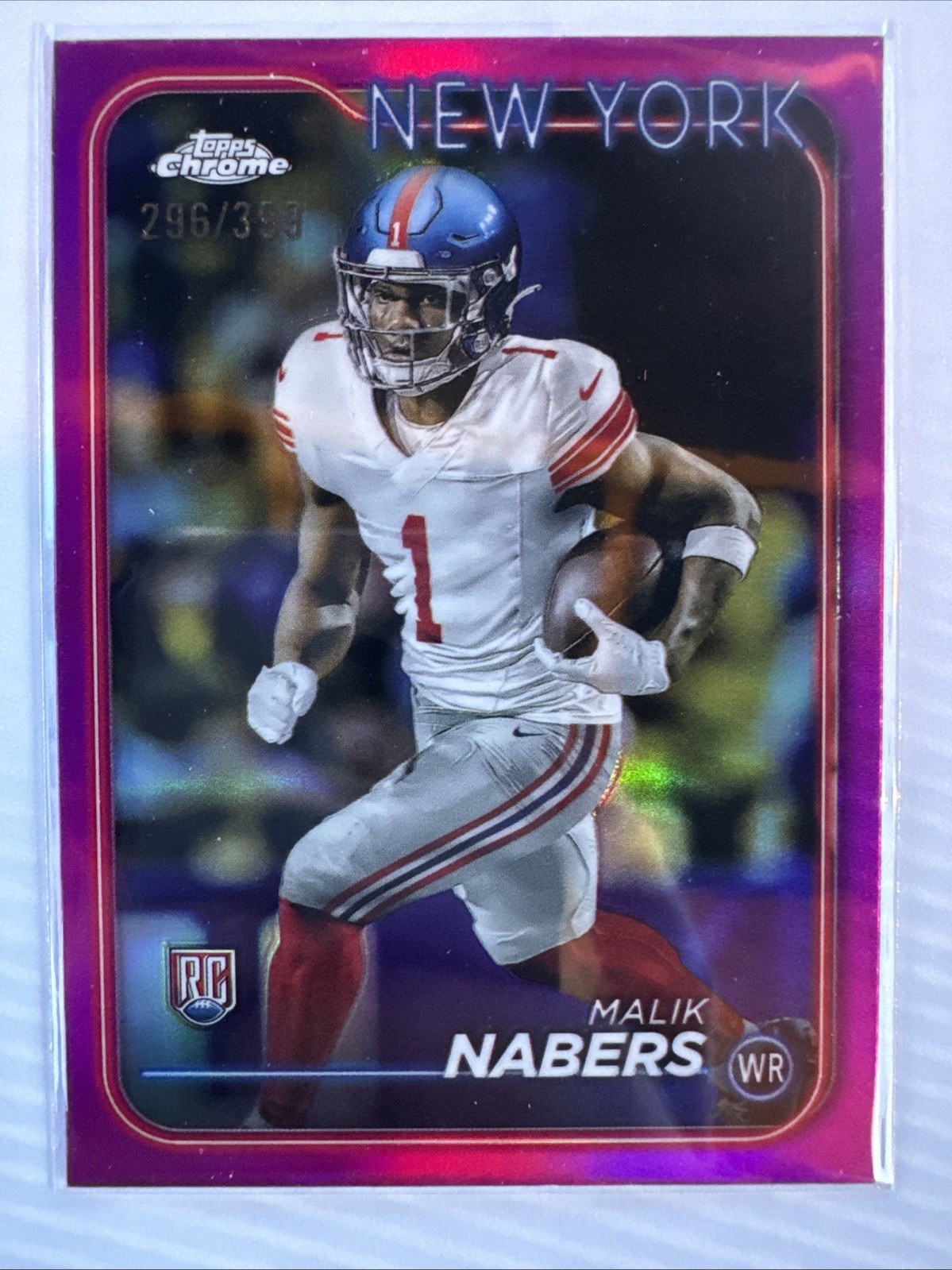 2024 Topps Chrome - Rookies Malik Nabers #205 Magenta Refractor /399 (RC)
