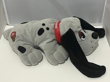 VTG Gray Galoob Pound Puppies stuffed Plush dog 15" Red Collar Black Eyes 1997