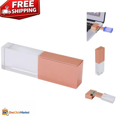 Stylish 32GB Waterproof Crystal Flash Drive with LED Indicator for Data Safety