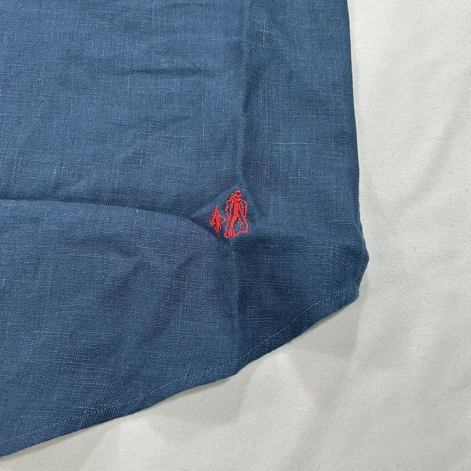 NWOT J Peterman Shirt Mens Large Blue Linen Band Collar Button Up Minimalist - Image 4 of 4