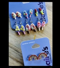 Claire's Earrings Lot Girls Jewelry Rainbow Sparkle Dangle Hook Stud New 7 Pairs