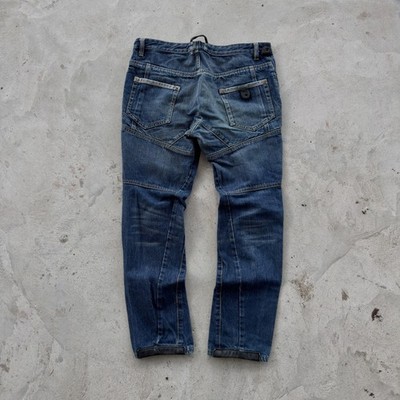 Dsquared2 Biker Jeans Slim Fit Distressed Blue Denim Moto Patchwork Size 52