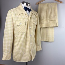 WILD VTG 70s 42R John Alexander plaid polyester disco mod Leisure Suit 36 x 32